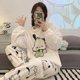 thumbnail image 1 of Conjunto de pijama Kawaii Sanrio Hello Kitty para mujer, ropa de casa de terciopelo Coral suave, Jersey, pantalones, lindo, pijama de felpa, 2 piezas, 1 of 4