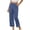 Blue, variant on Women's Plus Size Everyday Denim Capris with Pockets Solid Color Straight Leg Loose Casual Cropped Pants