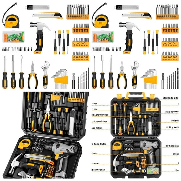 Tool Set：Tool Kit with 8V Cordless Drill,Tool Box with Drill,Hand Drill Set for Men & Women,Home Tool Kits for House Repair,Handyman,DIY 126 Piece