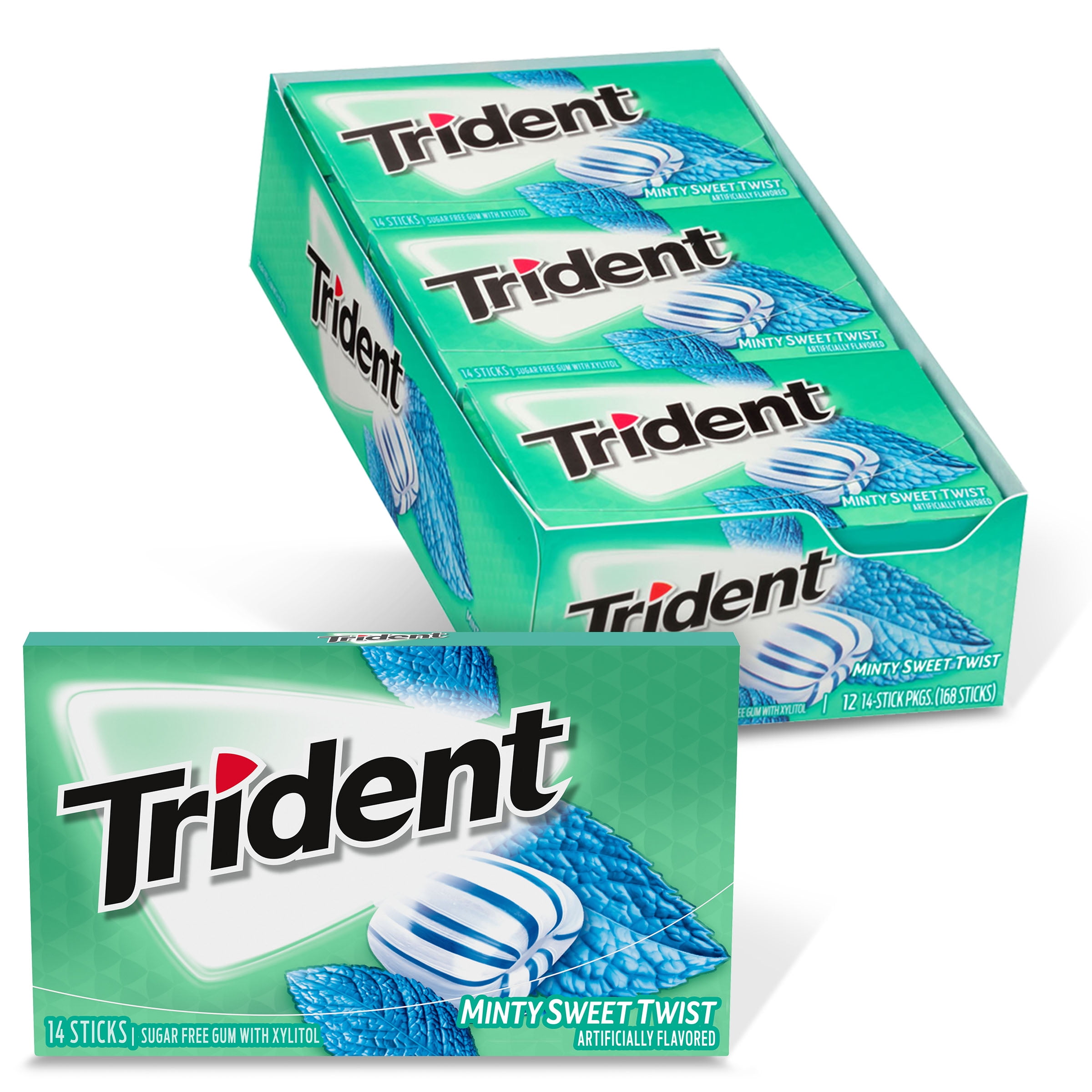 Trident Minty Sweet Twist Flavor Sugar Free Gum 12 Packs Of 14 Pieces 168 Total Pieces Walmart Com