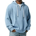 thumbnail image 1 of pstuiky Camisas de invierno de manga larga para hombre, Sudadera informal de cuello redondo con capucha, media cremallera y bolsillo de manga larga de color liso para hombre xxxl, 1 of 5