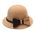 thumbnail image 1 of Chapeau Melon Petit pour Femme, Automne et Hiver, Nœud, Bout Rond, Décontracté, Style Bassin de Pêcheur, 1 of 3