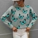 thumbnail image 4 of Top De Punto Estampado, Suéter De Mujer Con Dobladillo Suelto Y Cuello Redondo Para La Vida Diaria ANGGREK Otros, 4 of 7