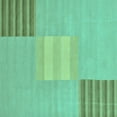 thumbnail image 1 of Ahgly Company Machine Washable Indoor Square Abstract Turquoise Blue Modern Area Rugs, 7' Square, 1 of 4