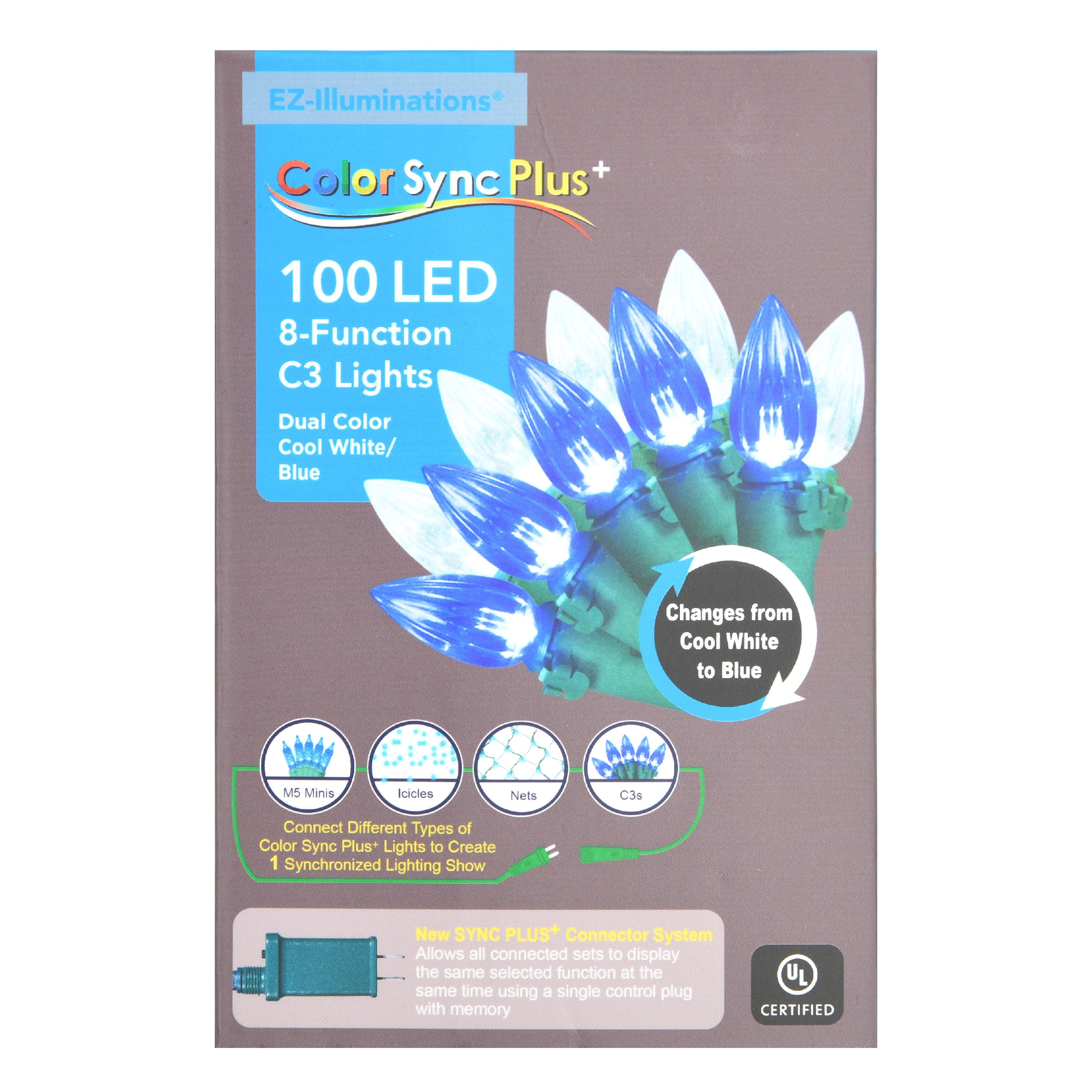 Holiday Time Color Sync Plus 8Function LED Light Set, Cool White/Blue