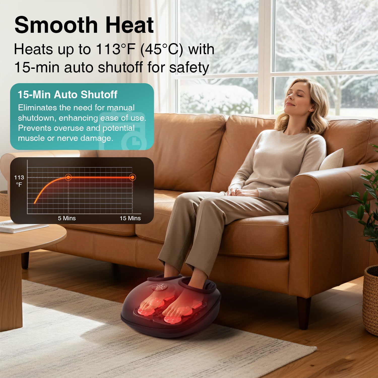 Nekteck Foot Massager with Heat, Air Compression, Deep Kneading, Rolling, Shiatsu Foot Massager Machine, Electric Feet Massage, 3 Modes, 15-Min Auto Shutoff, Fits Max US Size 13, Gifts for Women Men