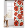 thumbnail image 3 of Sheer Curtains 96 Inches Long, Red Flowers Semi Sheer Curtains Light Filtering Window Treatment, Spring Floral Watercolor Botanical Privacy Voile Drapes for Living Room Bedroom 52x96 Inch, 3 of 7