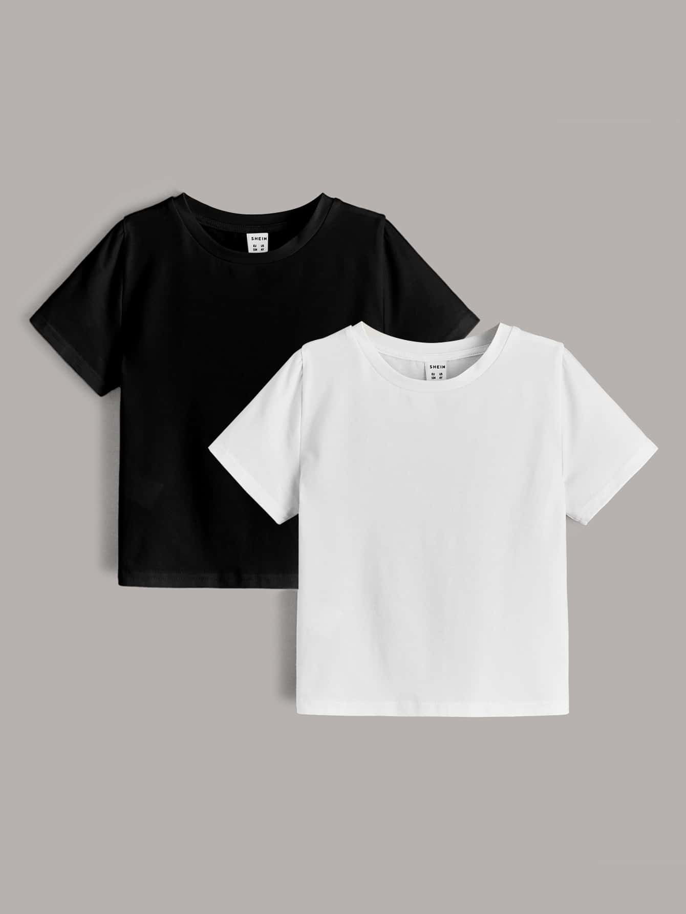 Short Sleeve Toddler Boys 2 Pack Round Neck Tees T Shirt Sx Black And White 4y 41in Walmart Com