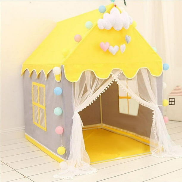 Kids Tent para niñas, de juegos de hadas para interiores y exteriores, tienda para pequeños, instalación Amarillo Baoblaze Tienda de juegos para niños