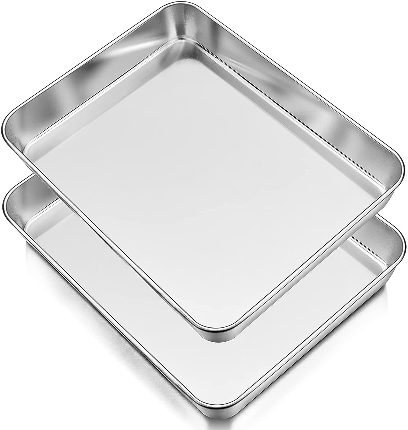 Set of 2 Small Stainless Steel Baking Sheet Pan for Cookie,Non Toxic&Healthy 