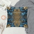 thumbnail image 2 of Acheng Short Plush Pillowcase 1 Piece Gold and Blue Abstract Art White, 2 of 5
