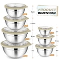 thumbnail image 6 of Walchoice Mixing Bowls Set of 7, Stainless Steel Prep Bowls with Airtight Clear Lids, Metal Nesting Salad Bowls for Cooking Serving Storing, Dishwasher Safe, 4.6/ 3.5/ 2.6/ 2/ 1.5/ 1/ 0.7 QT - Khaki, 6 of 7