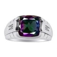 thumbnail image 1 of RYLOS Cushion Shape Checker Top 12MM Alexandrite Color Stone & Diamonds Set in Sterling Silver Size 9, 1 of 6