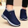 thumbnail image 2 of Dark Blue Velvet Slip On Boots For Women Plush Lined Warm Winter Shoes With Soft Sole Easy Wear, 2 of 4
