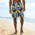 thumbnail image 2 of UVEASISHA Hawaiian Shorts for Men Geometric Palm Tree Printed Swim Trunks Elastic Waistband Bathing Suit Board Shorts Breathable Swimwear Gray M, 2 of 9