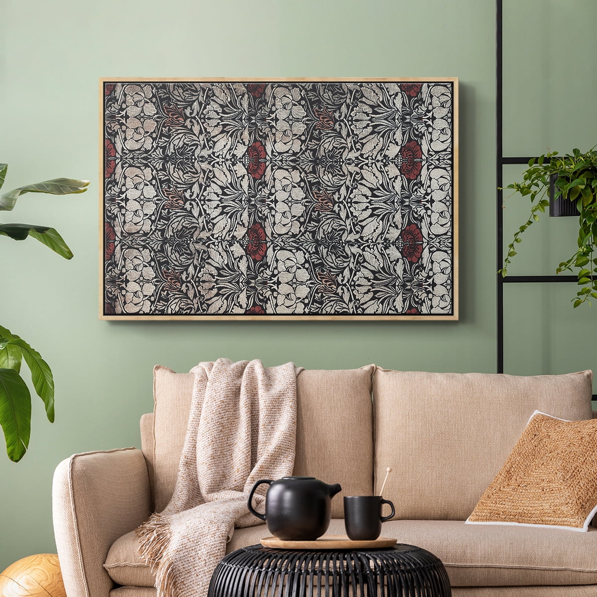Vintage Abstract Print-XXII Framed in Natural Wood Wood Gallery Wrapped Canvas 27 in. x 41 in.