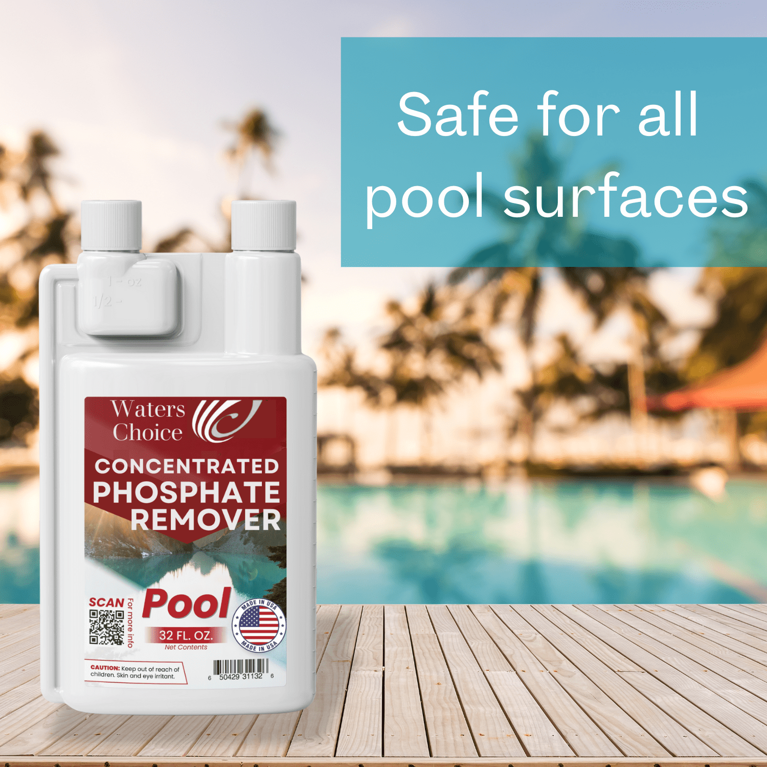 Waters Choice Concentrated Pool Phosphate Remover - 32 oz - Maximum Strength, Fast Acting
