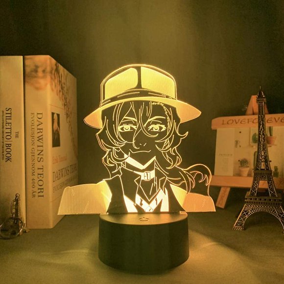 Wekity Bungo Stray Dogs Nakahara Chuuya Anime 3d Illusion Night Lamp Home Room Decor Acrylic Led Light Xmas Gift Lamps(16 Colors With Remote)