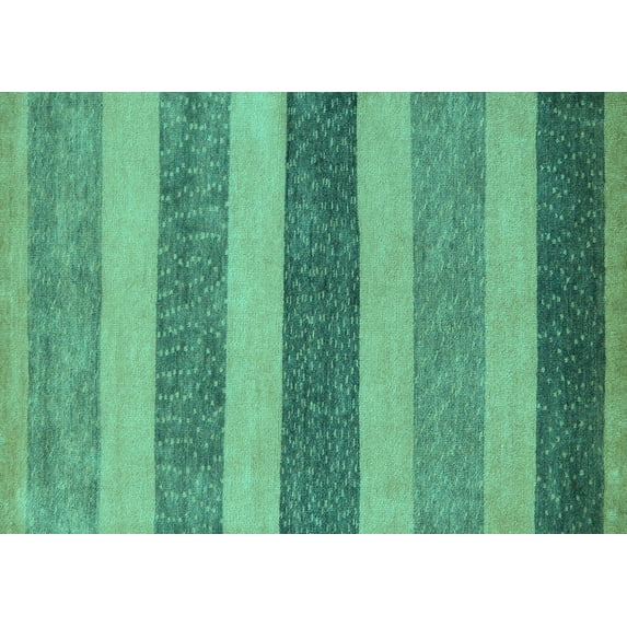 Ahgly Company Machine Washable Indoor Rectangle Oriental Turquoise Blue Modern Area Rugs, 5' x 7'