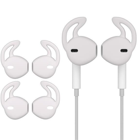 Ear Hook Covers for Earbud Headphones, Noise Isolation Anti-Slip Silicone Earbuds/Ear Plug Tips 3 Pair Earbud Eartips Accessories Compatible Headset MNHF2AM/A (White 6PCS)