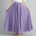 thumbnail image 6 of Early Access Deals Maxi Skirts for Women High Waisted Elastic Long Floral Skirt Women Casual Summer Large Solid Elastic Waist Flax A-line Ankle Skirt Ndbuld,Purple, 6 of 6