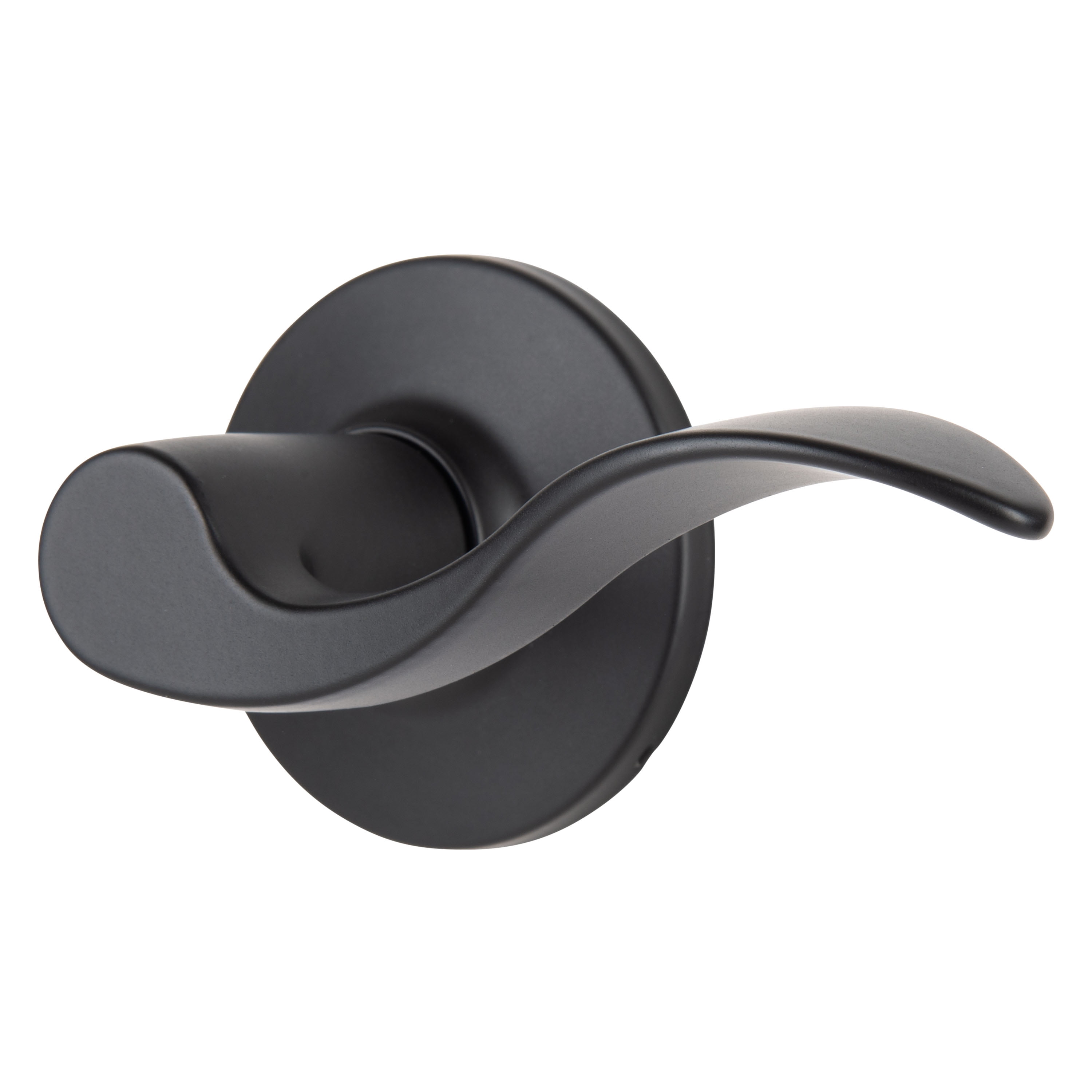 (2 pack) Brinks Non-Locking Passage Modern Wave Style Lever Doorknob, Matte Black Finish