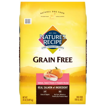 Nature′s Recipe Dry Dog Food, Grain Free Salmon, Sweet Potato & Pumpkin Recipe, 24 lb. Bag