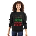 thumbnail image 3 of Bring Christmas Cheer Reindeer Antler Unisex Plus Fleece Graphic Sweatshirt Brisco Brands 2X, 3 of 5