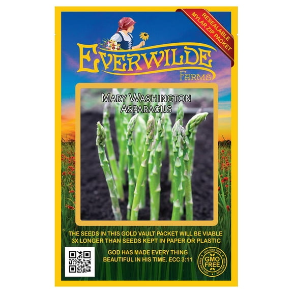 Everwilde Farms - 100 Mary Washington Asparagus Seeds - Gold Vault Jumbo Bulk Seed Packet
