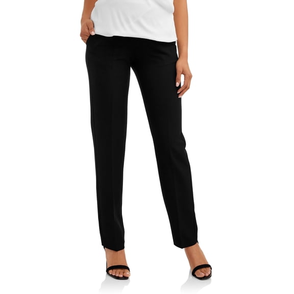 Times Two Maternity Women's Straight Leg Career Dress Work Formal Pant with Pockets and Full Panel (Women's & Women's Plus)