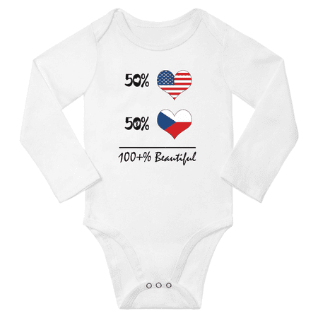 

50% Czech + 50% American = 100+% Beautiful Baby Long Sleeve Romper (White 12 Months)