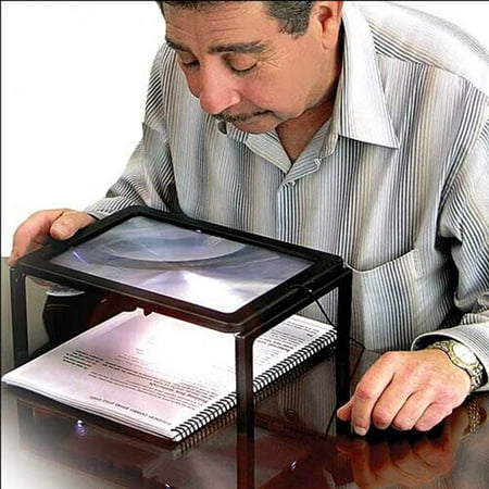 - Ultrathin A4 Full Page 3X Reading Magnifier Foldable Magnifying Loupe with 4 LED Lights Hands Free for Reading Sewing Knitting