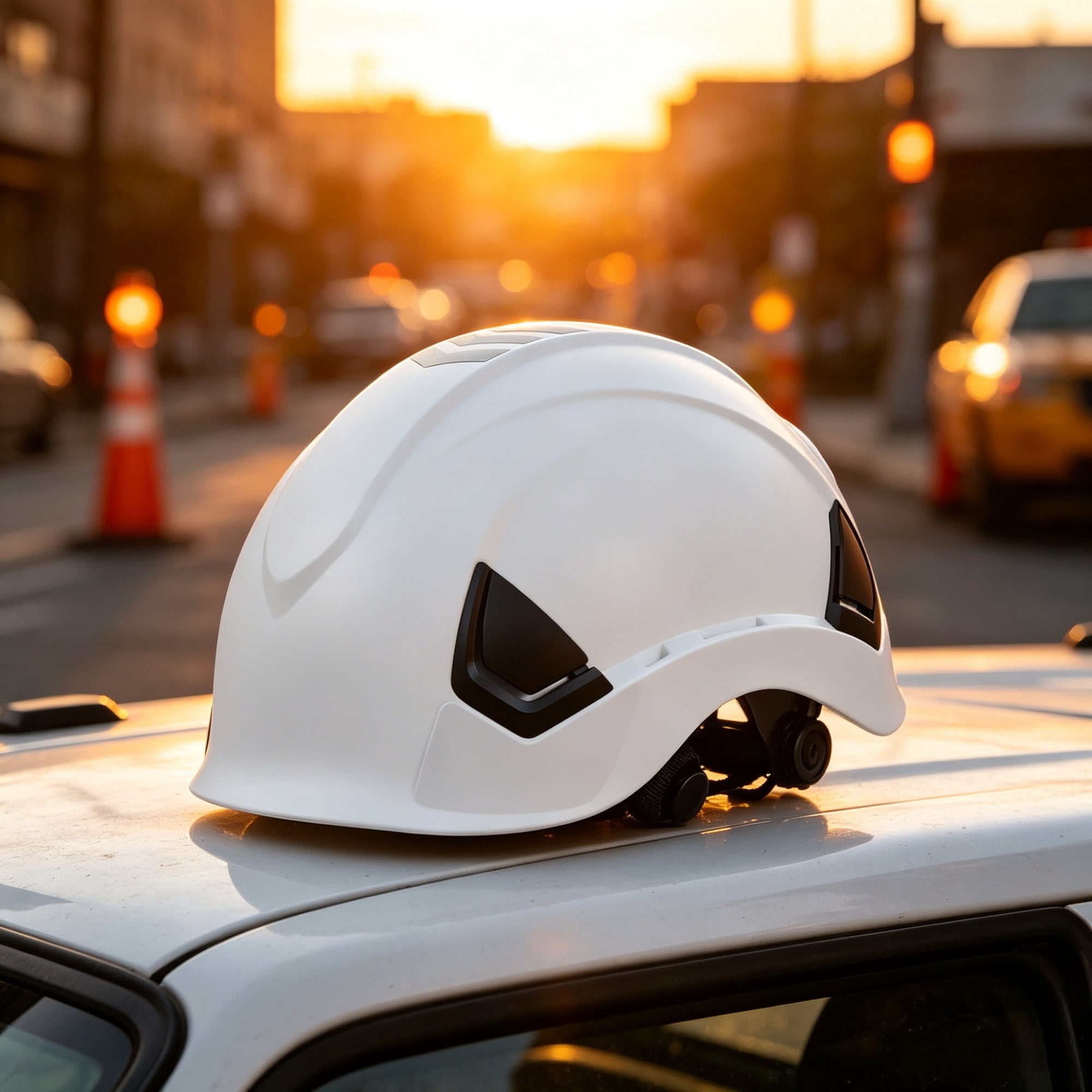 Adjustable Vented Safety Helmet, 6-Point Ratchet Suspension Hardhat for Industrial Construction Work