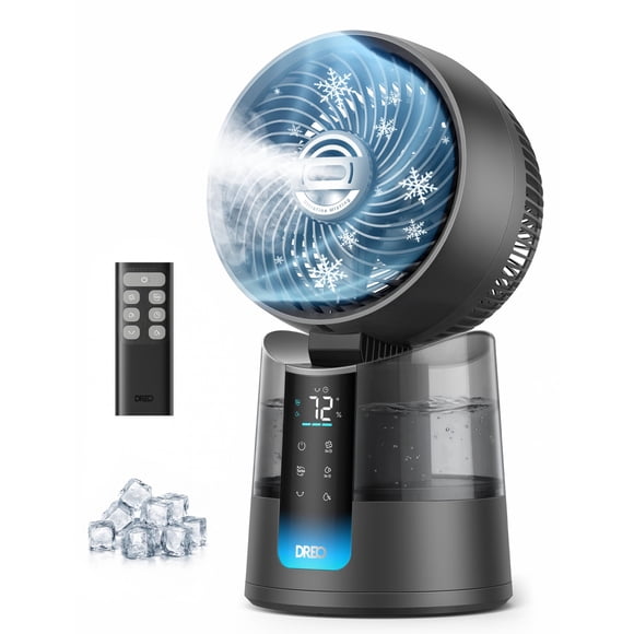 Ventilador nebulizador DREO TurboCool 516, descenso de 5 °F, 6 velocidades, gris