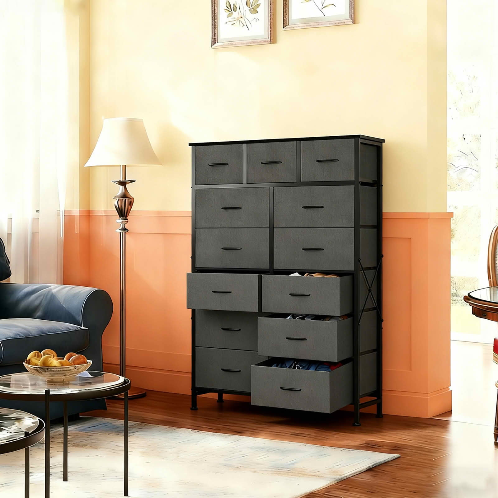 MAYEERTY 56.7-Inch Tall 13-Drawer Fabric Storage Tower, Sturdy Organizer Cabinet