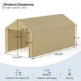 thumbnail image 4 of GOJOOASIS Carport, 10 x 20 Heavy Duty Carport Canopy with Removable Sidewall, Water-Resistant Portable PE Garage with All-Season Tarp Beige, 4 of 7