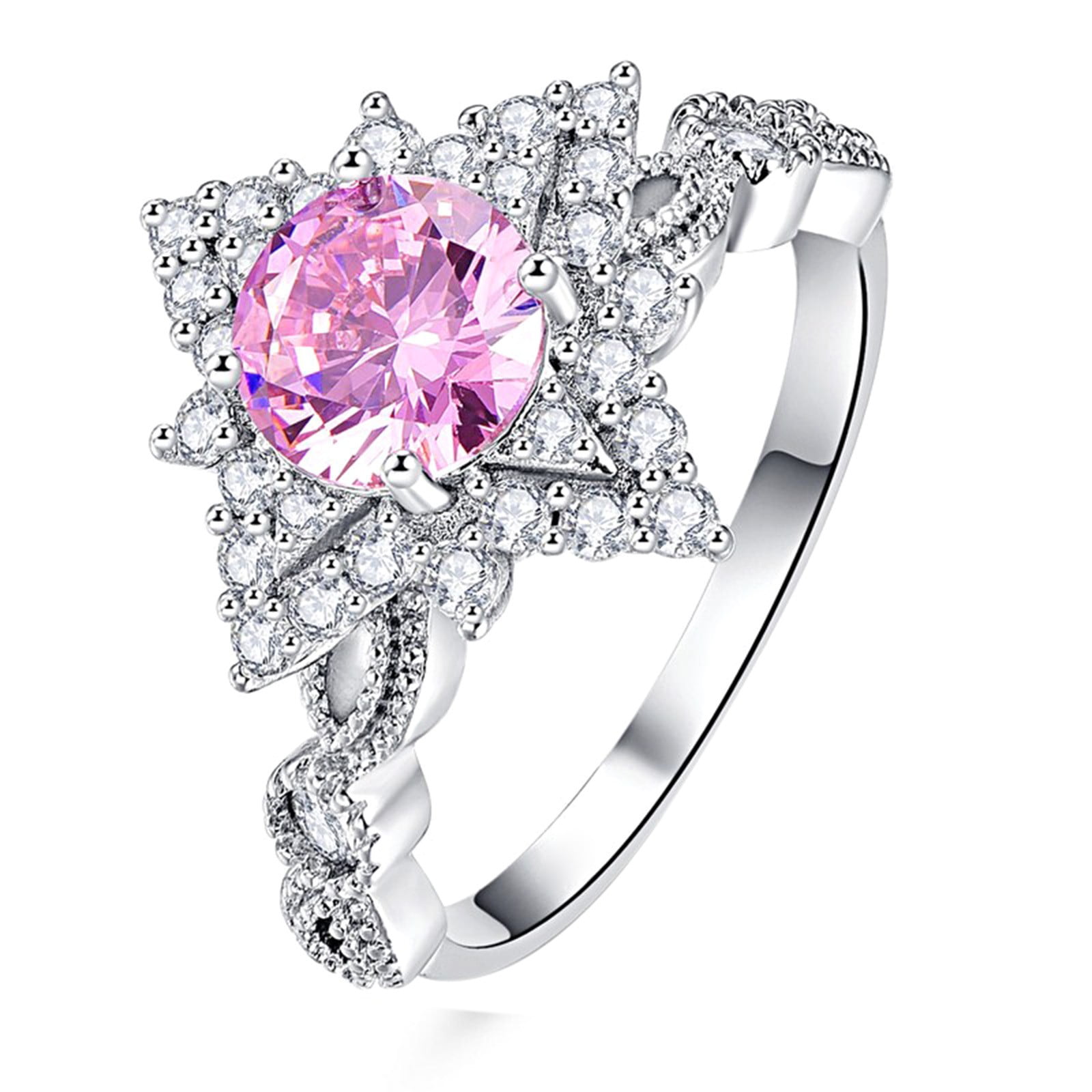 Summer Sale Created Simulated Gemstone Pink Artificial Stone Filled Fashion Ring For Women/matching rings for couples