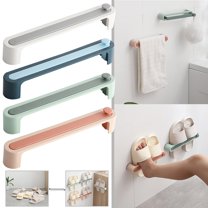 1X Slippers Wall Storage Rack Slippers Rack Hanging Shoe Organizers 3 in 1 Folding Holder Shoes Hanger Wall Mounted Shoe and Bathroom Towel Organizer Rack Grey Home Textile Storage