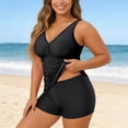 thumbnail image 2 of DHFJKG Tankini Swimsuits For Women 2 Piece Swimwear Deep V Neck Tankini Top And High Waist Shorts Bottoms Stylish Beachwear, 2 of 5