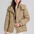 thumbnail image 2 of Gnurob Women's Puffer Jacket Quilted Winter Coats Hooded Down Jackets Warm Parka with Hood Casual Long Sleeves Outerwear Relaxed Fit Cropped Outwear Plus SizeClearance Saving,Khaki,3X-Large, 2 of 4