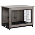 thumbnail image 6 of Walsunny Wooden Dog Crate Furniture,Double-Doors Kennel Indoor with Divider and Removable Tray,End Table Dog Crate for Decoration 44.1"L x 29.5"W x 32.3"H，Grey, 6 of 7