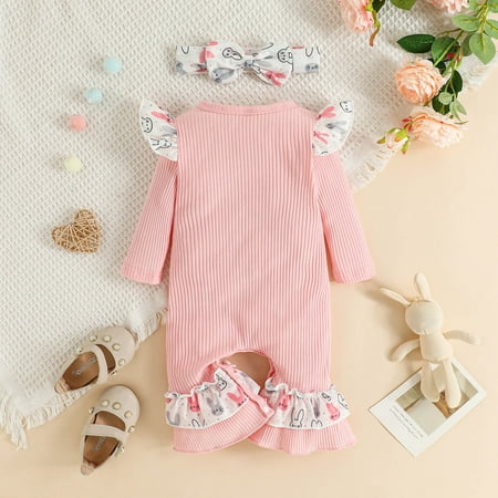 

Gubotare Baby Bodysuit Baby Girls Daisy Playsuits Bodysuit+Headband Print Halter Romper Floral Jumpsuit Summer Clothes Red 9-12 Months