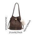 thumbnail image 2 of Bolso Hombro para Mujer Tipo Cubo Gamuza Sintética Con 2 Correas Diario (café), 2 of 9