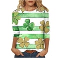 thumbnail image 2 of successthop St Patricks Day Ladies Tops and Blouses 3/4 Sleeve Dressy Green Round Neck Polyester Casual St. Patricks Day Blouse Tops for Irish Themed Gifts L, 2 of 5