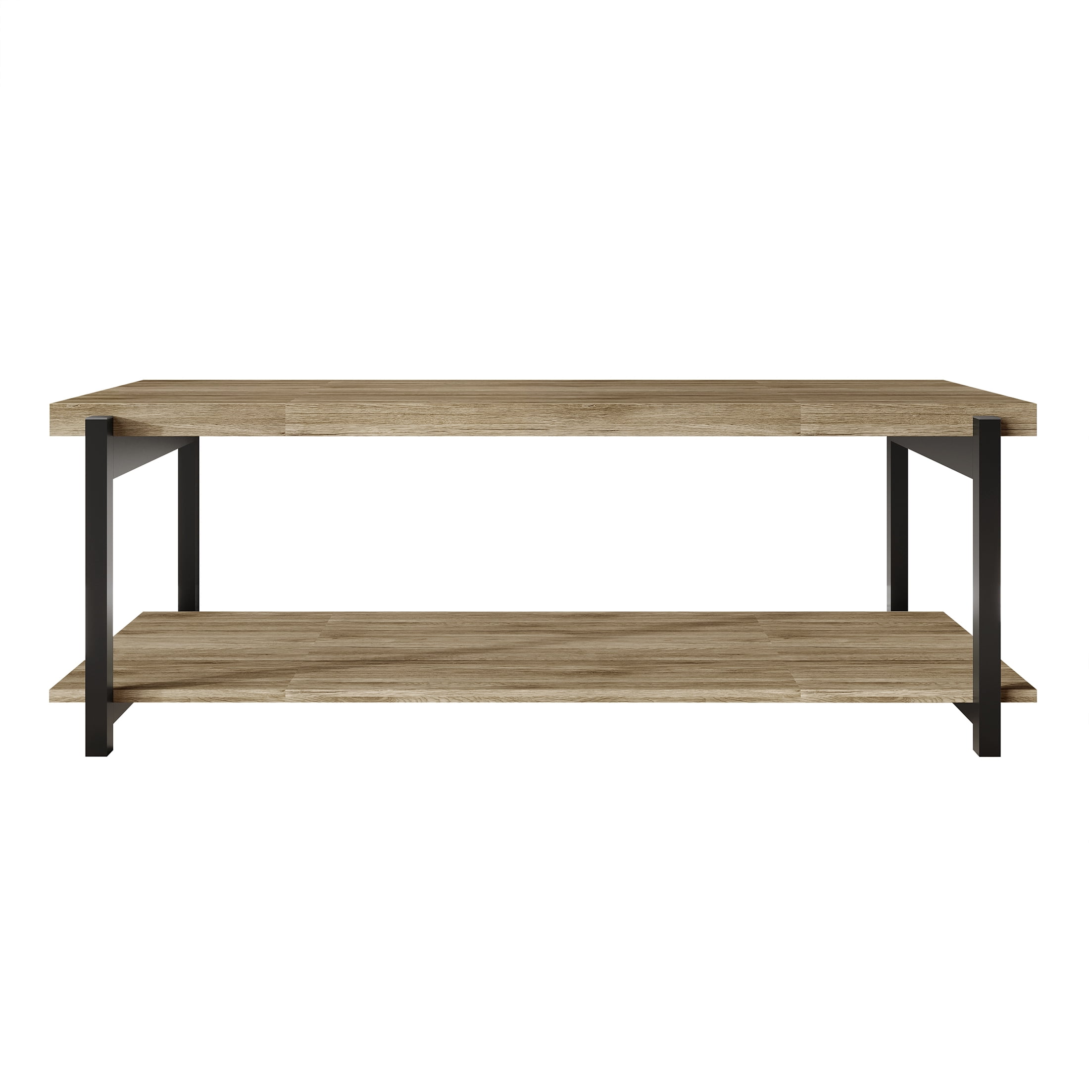 Castle Place Rustic Metal TV Console for TVs up to 48", Brown Oak