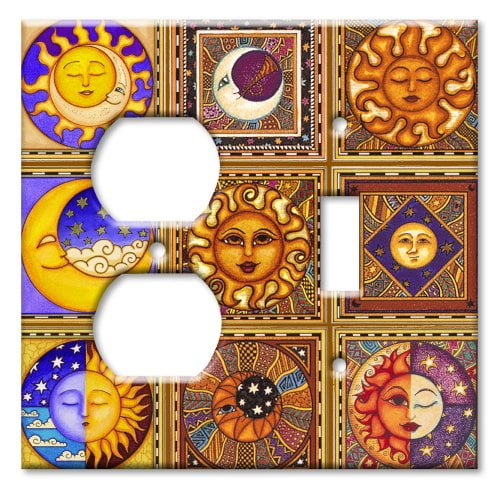Art Plates Celestials Theme Metal Decorative Metal Wall Plate Double Gang Combo Outlet Toggle Image by Dan Morris Made in USA