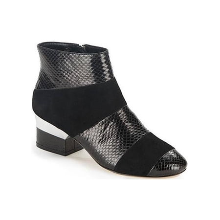 Isa Tapia Hardy Women s Textured Leather Ankle Boots 2 in Block Heel Black EU Size 38.5