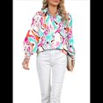 thumbnail image 3 of Blusas Bohemias con Cuello en V y Mangas Farol para Mujer 2025 Flores Rojas y M, 3 of 10