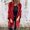 Red, variant on Women's Loose Casual Solid Color Shawl Jacket with Plush Tassel | Open-Front Winter Cardigan, Stand Collar Color Block Coat for Holiday Parties, Date Nights, and Cozy Office Wear