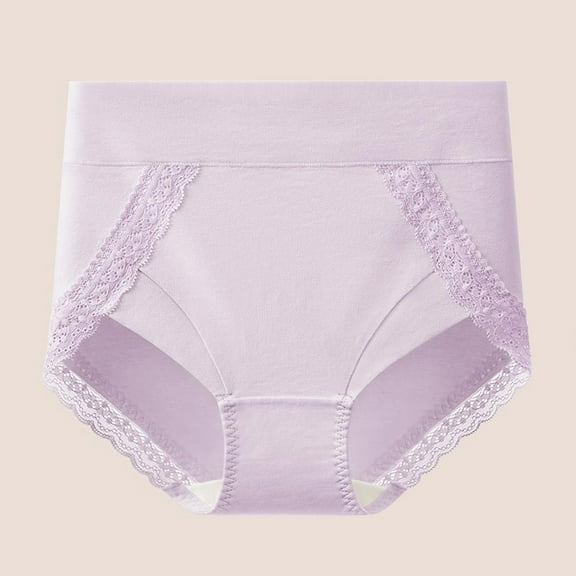 jobturf Womens Underwear Elastic High Waisted Lace Trim Panties Comfy Soft Stretch Full Coverage Breathable Briefs